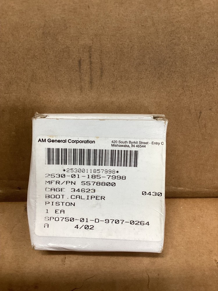 Boot caliper piston , dust sheild(front &rear) 2530-01-185-7998