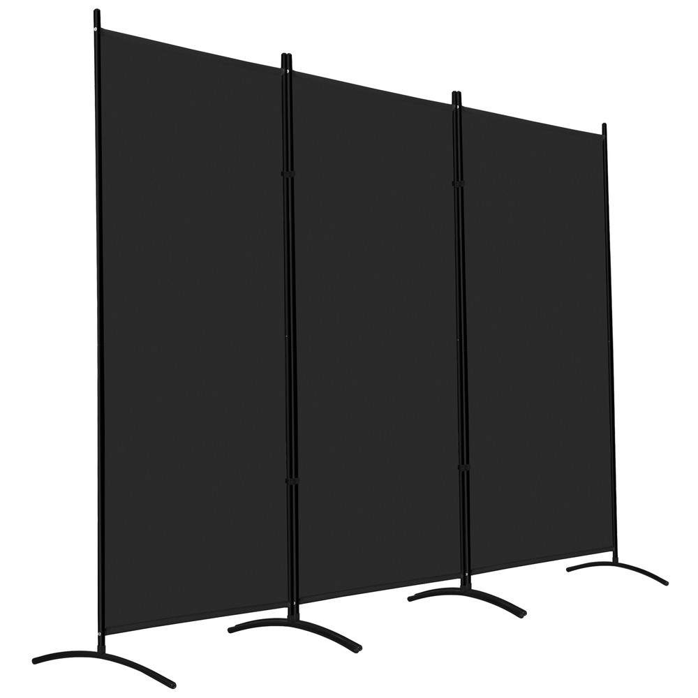 Room Divider 72'' Height 3 Panels Folding Privacy Screens Multi-purpose Black