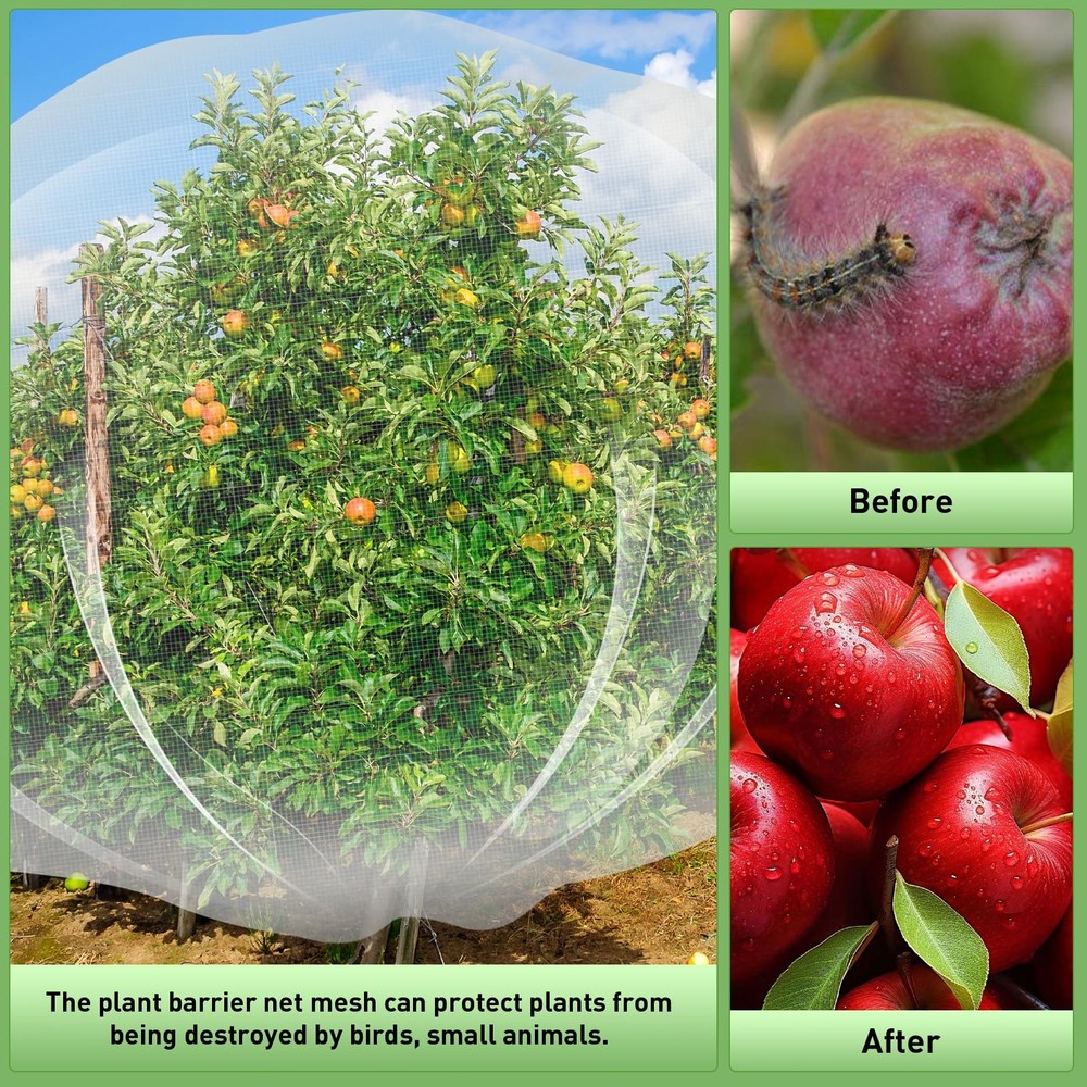 2PCS Large Fruit Tree Netting with Drawstring and Zipper, 6 x 6.6FT Blueberry...