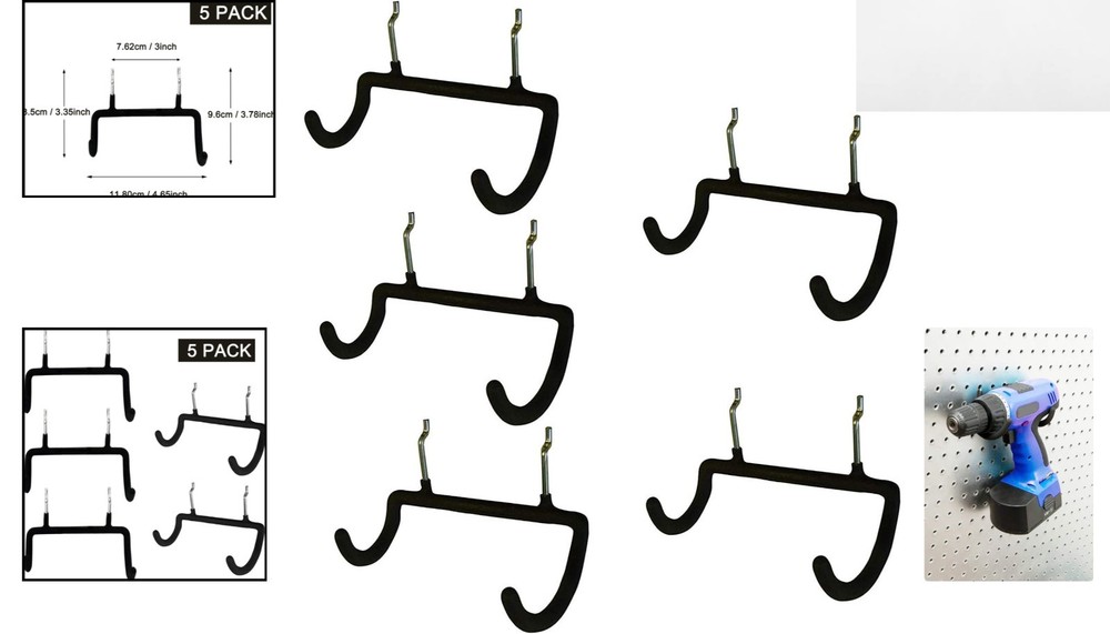 5PCS Multi-Purpose Pegboard Tool Holders with Heavy Duty Hooks for Home Projects