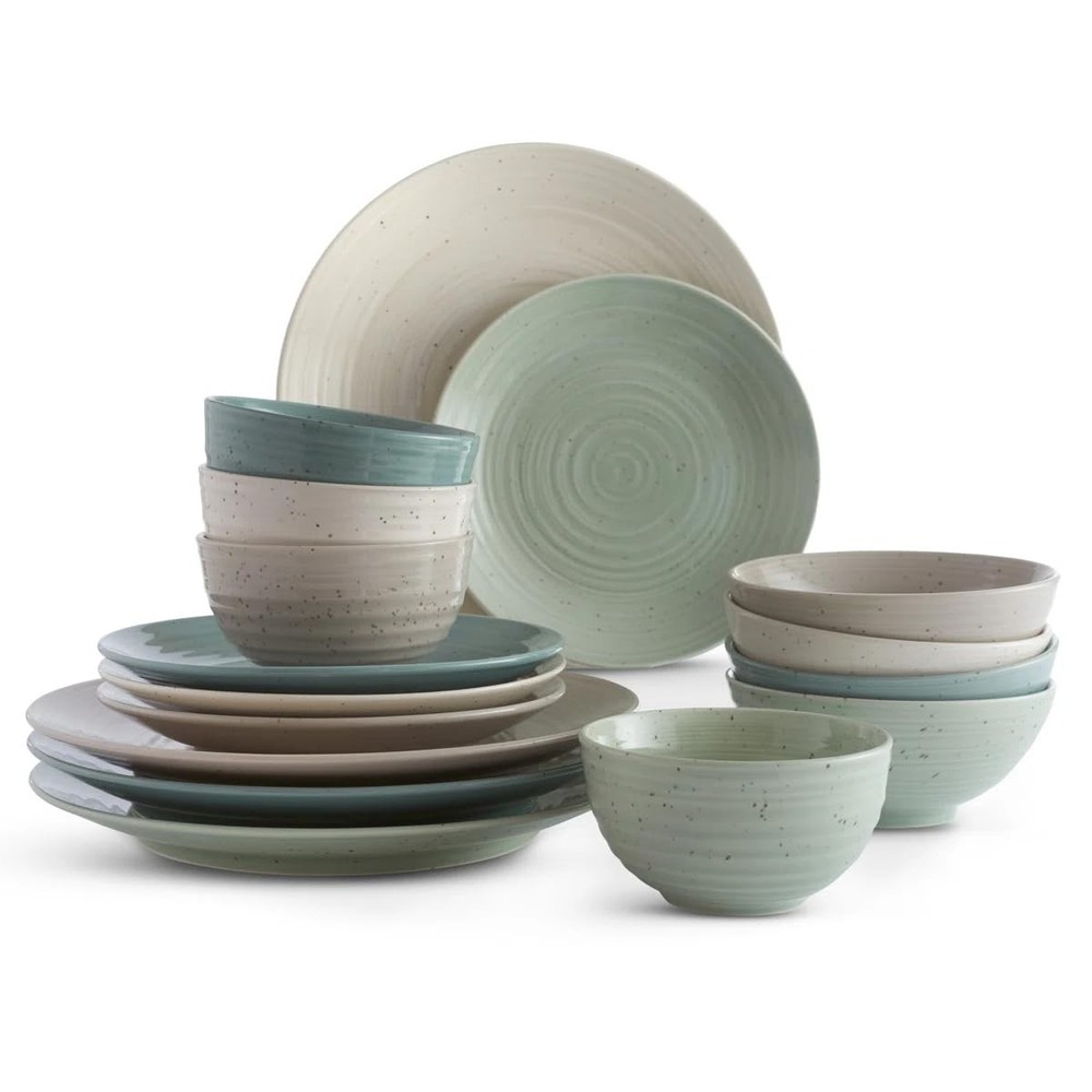 Sango Siterra Artist's Blend 16-Piece Stoneware Dinnerware Set Kitchen