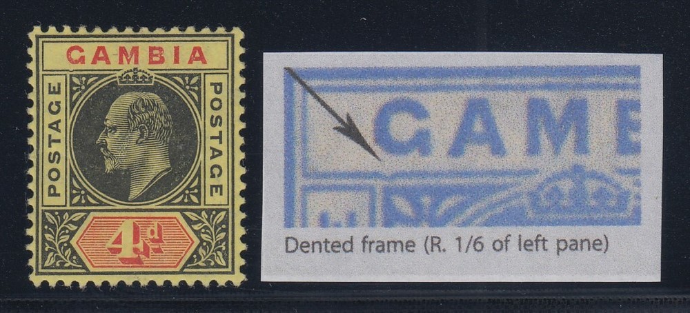Gambia, SG 76a, MHR "Dented Frame" variety