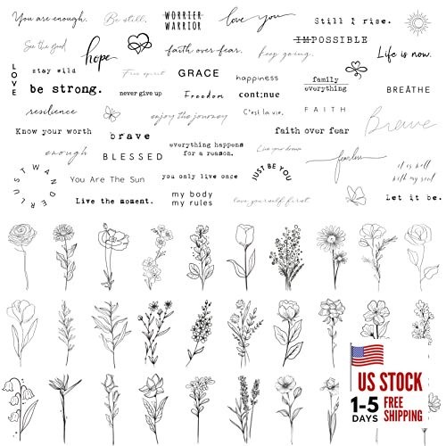 Realistic Temporary Tattoos - 60 Sheets Tiny Removable Tattoos, 30 Small Rose
