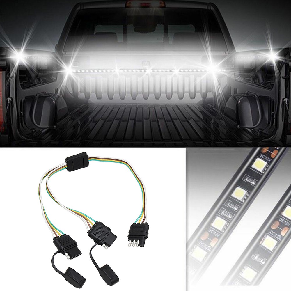 4 Way Flat Y-Splitter Dual Plug Adapter For LED Tailgate Light Bar/Trailer 4 Pin