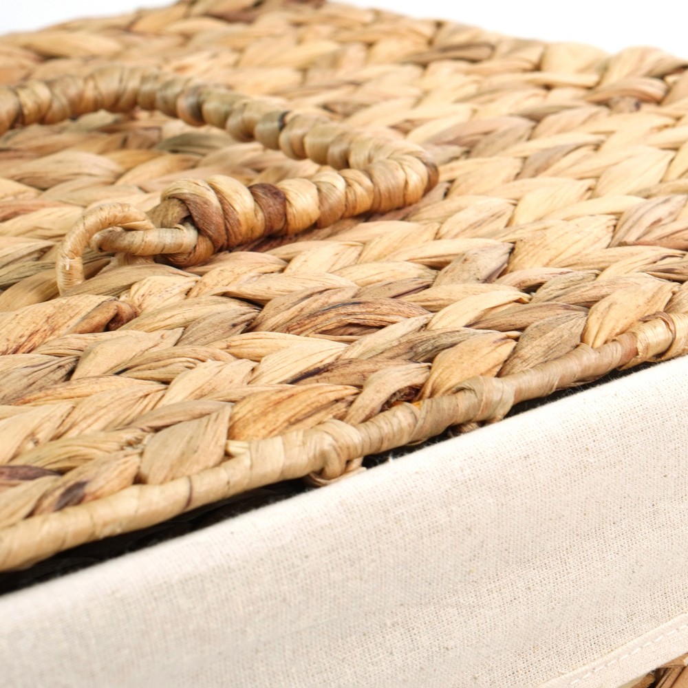 Handmade Rectangular Water Hyacinth Wicker Laundry Hamper with Lid Natural