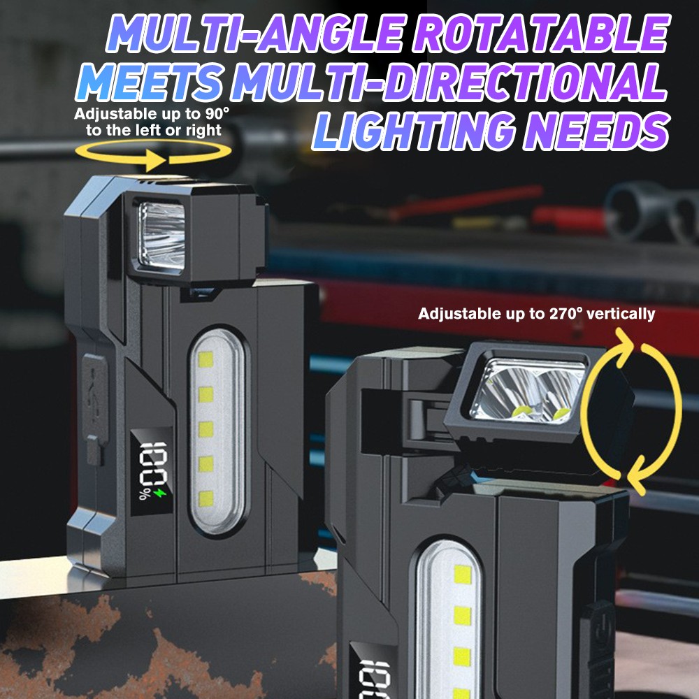 Portable Mini Pocket LED Flashlight Magnetic USB Rechargeable Torch Light Work