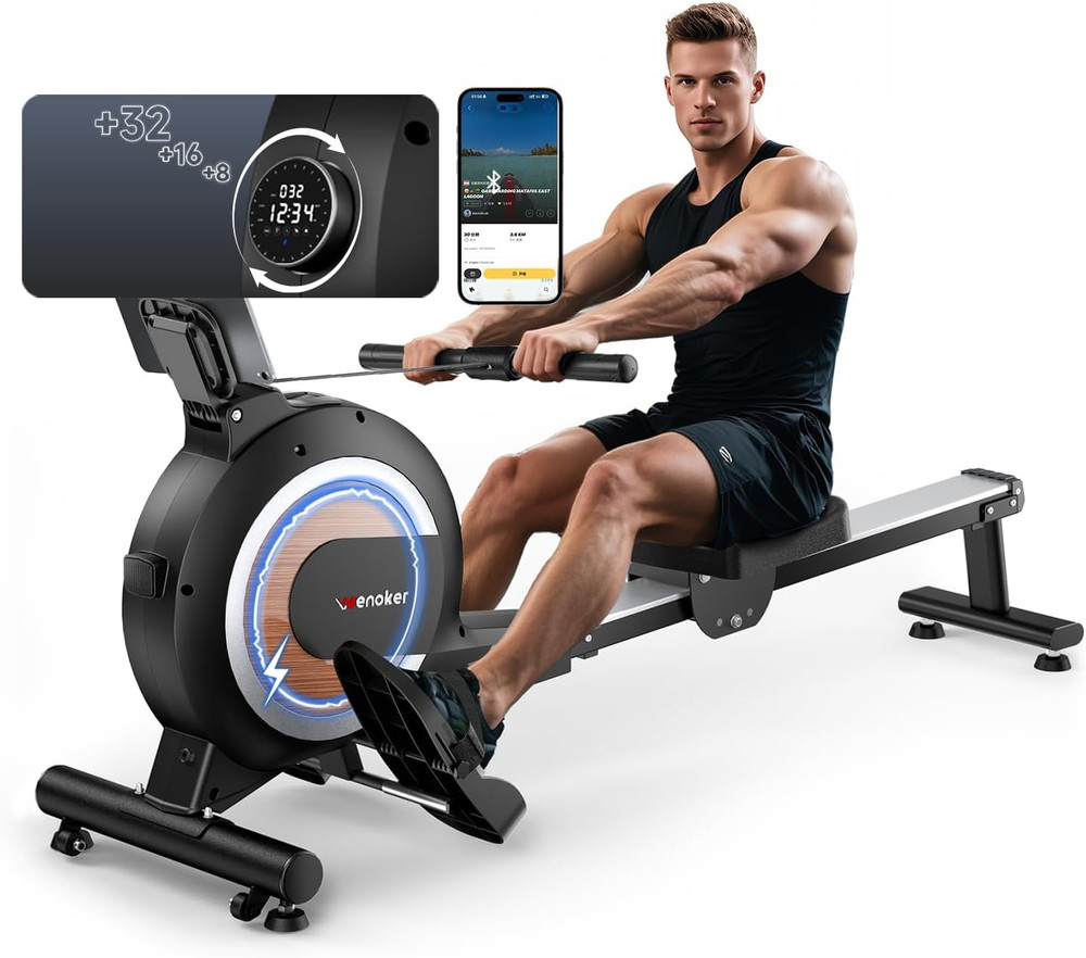 Rowing Machine, Magnetic Rower Machine for Home,App Supported 350 LB Weight Capa