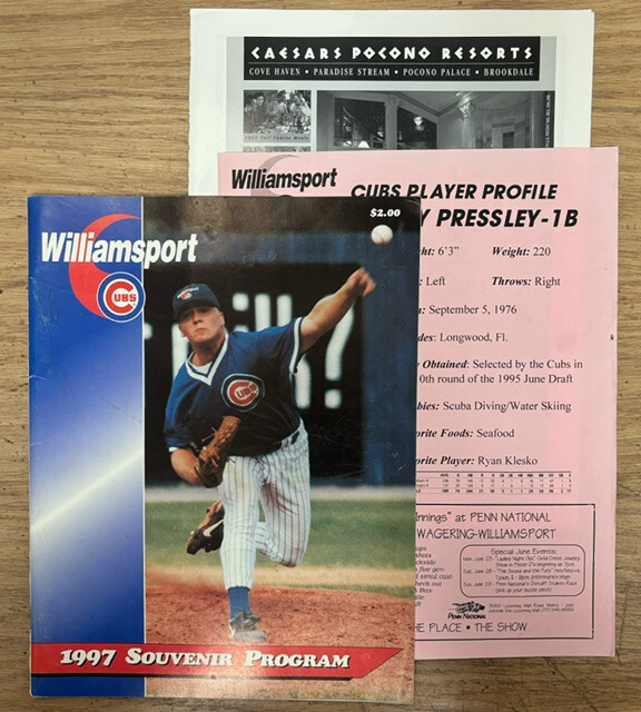 9 Williamsport PA Baseball Programs Bills Cubs Crosscutters 1987-2005