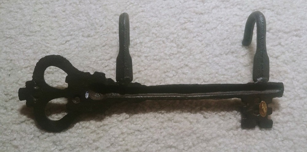 Iron Key 2-Hook Coat Hanger (10" width) Rustic Style