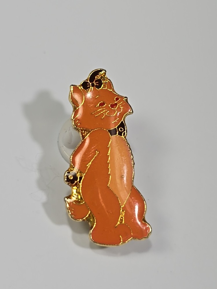 Orange Cartoon Cat Standing Lapel Pin