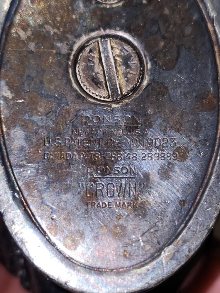 Vintage Ronson Crown Silver Plated Art Deco Table Lighter