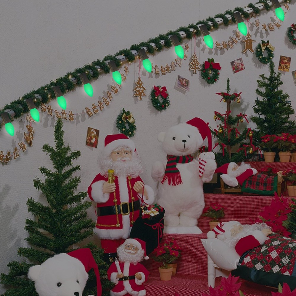 25PK C7 LED Green Replacement Light Bulbs, Classic 25 Pack,