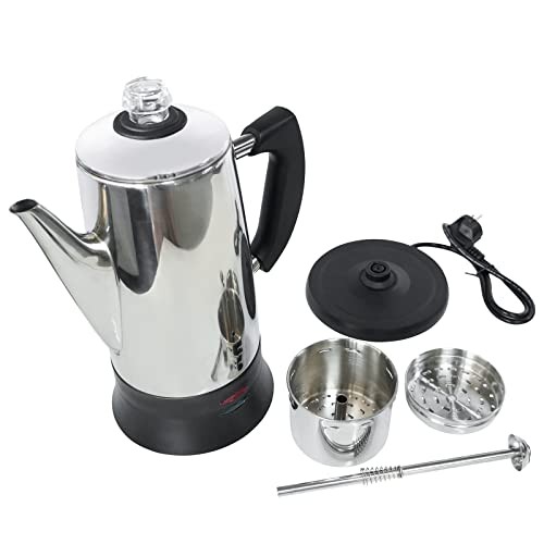 Percolator Coffee Pot Electric Maker with Cool Touch Handle, Clear Brew
