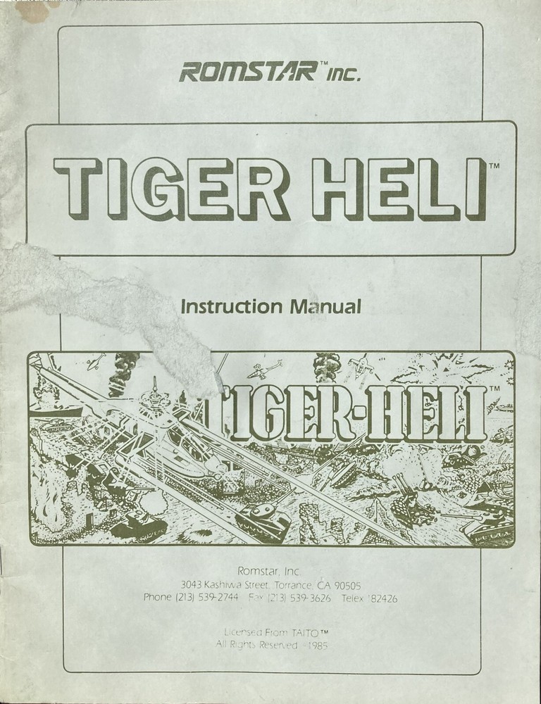 Tiger Heli Arcade Game Manual