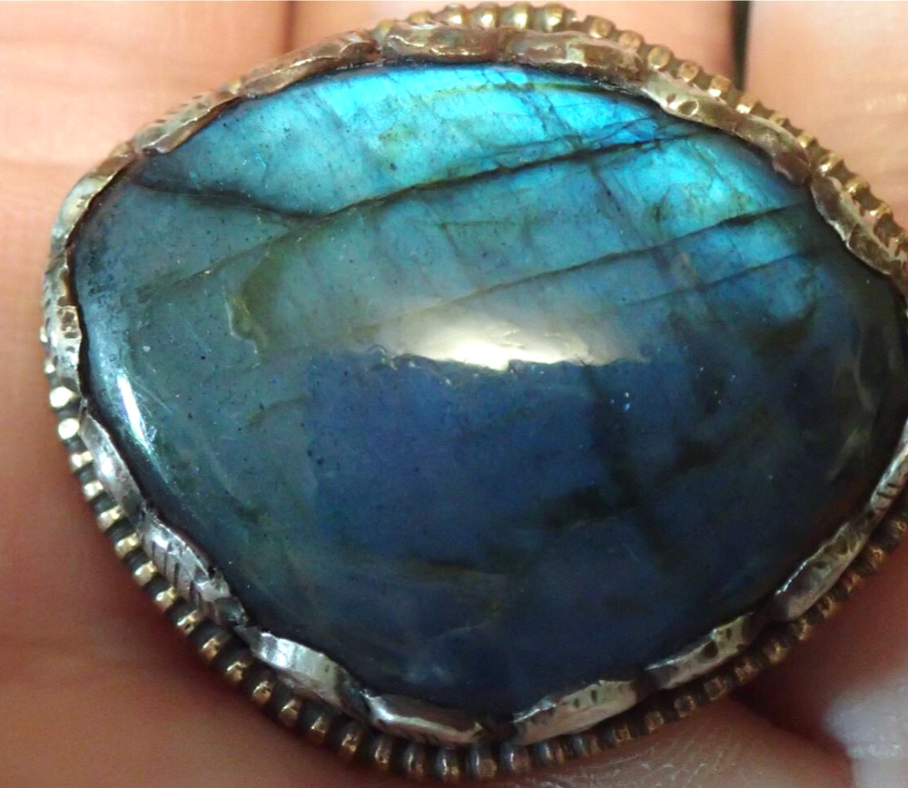 Gemstone Labradorite silver Ring. adjustable