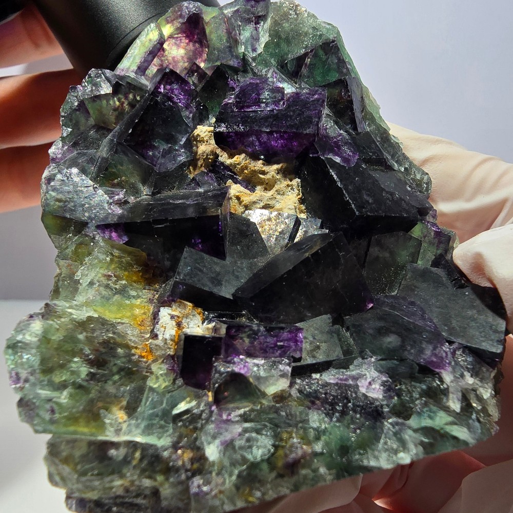Phantom Fluorite Cube Specimen, green purple Okorusu, Namibia 76*63*22mm