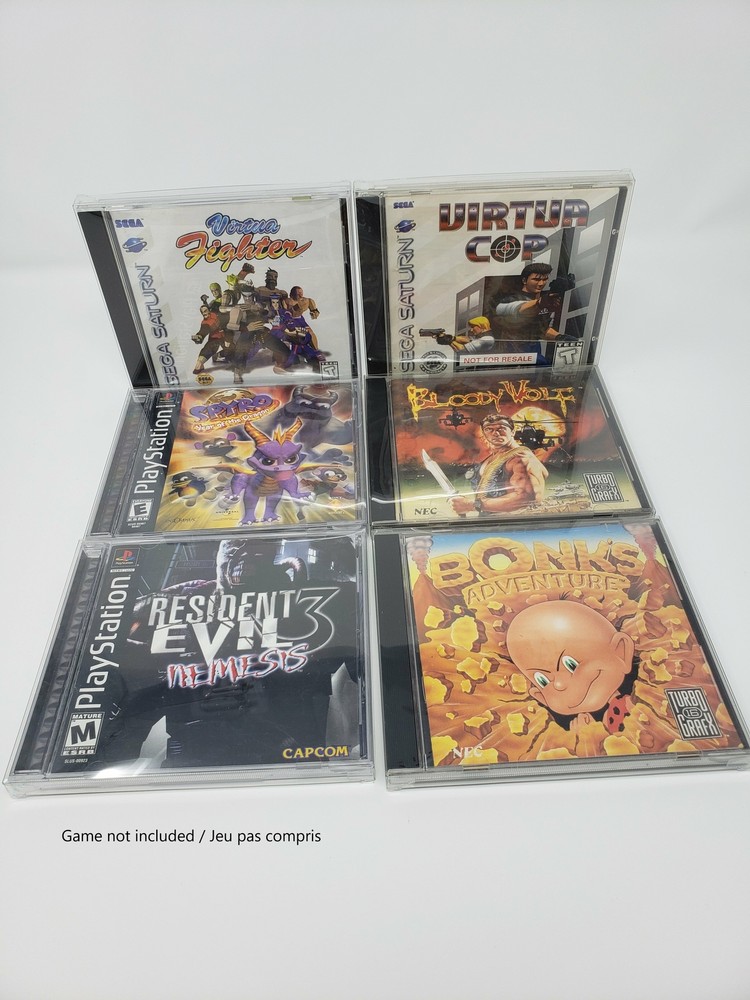 BOX PROTECTOR FOR PS1, TGFX16, SATURN, DREAMCAST GAME CLEAR PLASTIC CASE
