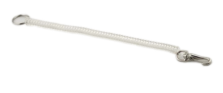 12" Heavy Coiled Snap Tether for Scoop Bin Quick Release Snap & Key Ring