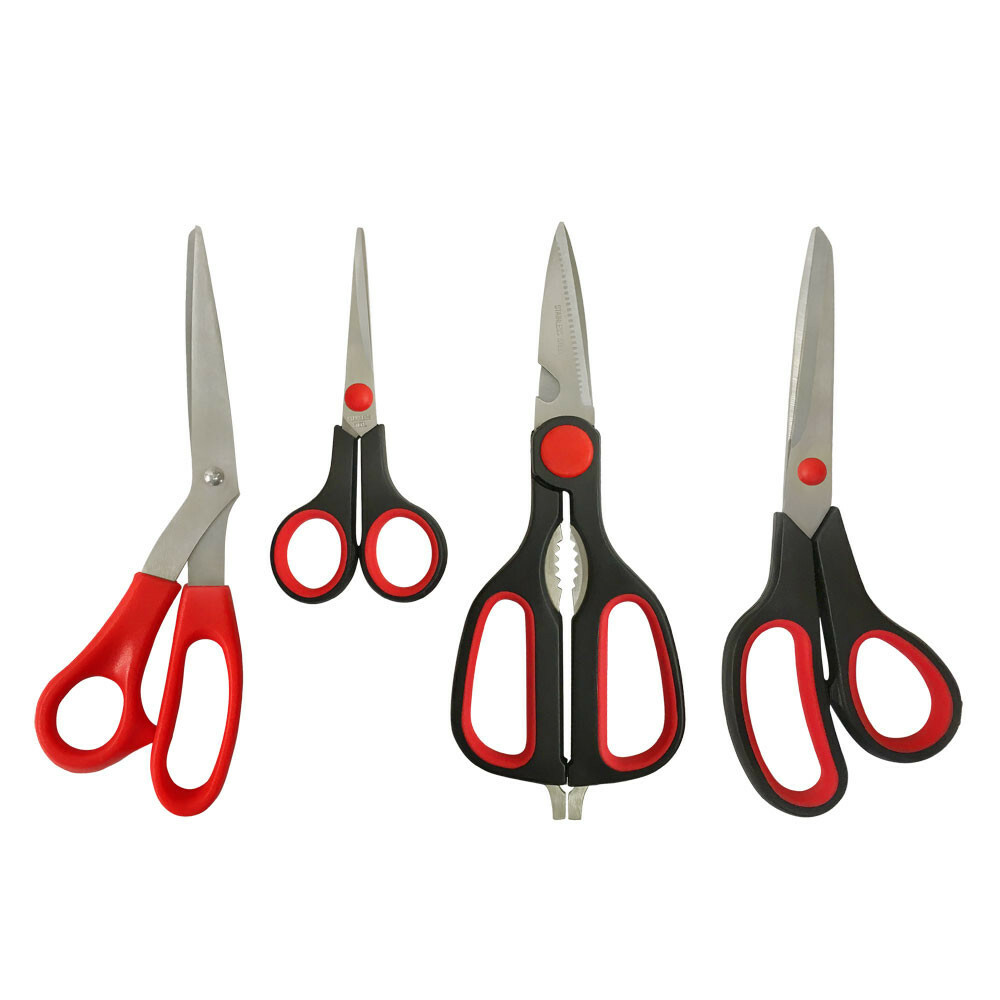4 Pc Stainless Steel Assorted Scissors Set