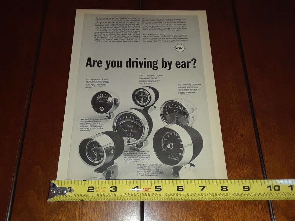 1966 RAC TACHOMETER ORIGINAL AD