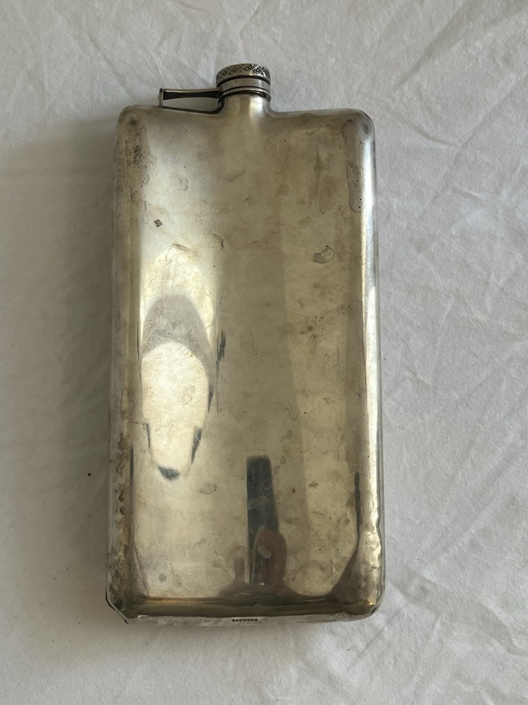 Huge Wallace American Sterling Silver Flask Tight Cap Fully Marked