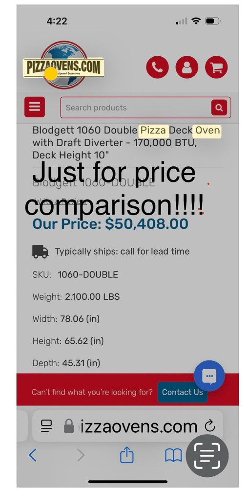 Blodgett 1060 Double Pizza oven