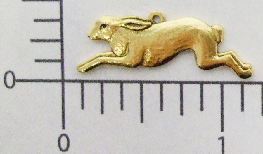 42103         2 Pc. Brass Oxidized Running Rabbit Jewelry Finding Charm