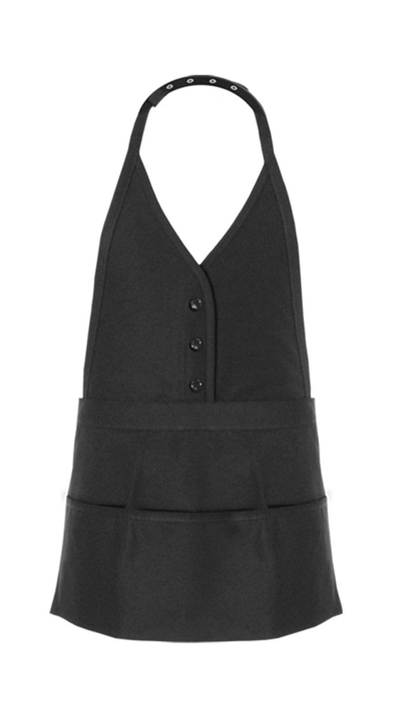 FAME Women's Single Breasted Bib Apron One Size Black