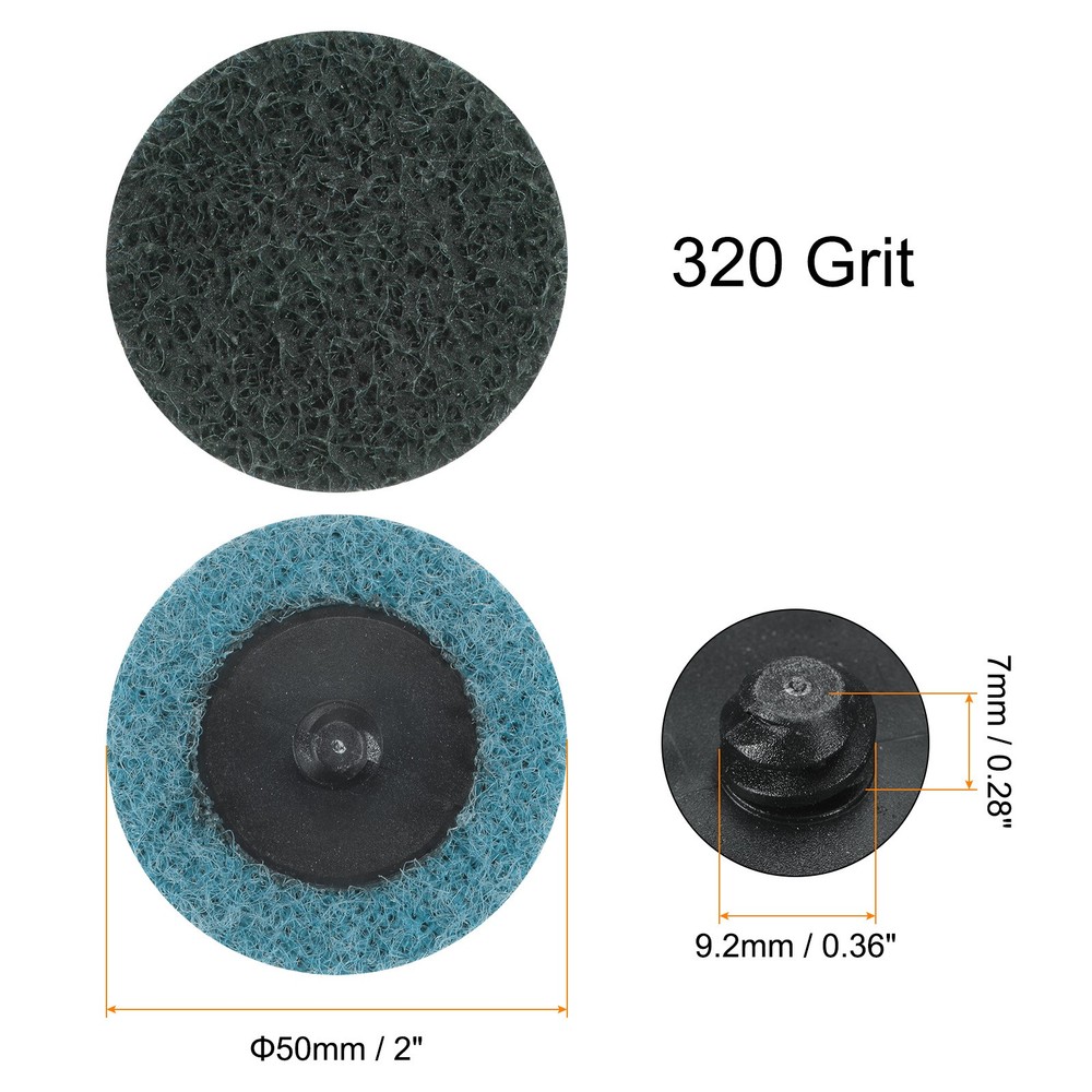 25pcs 2" 320 Grit Quick Change R-Type Sanding Discs Nylon Blue