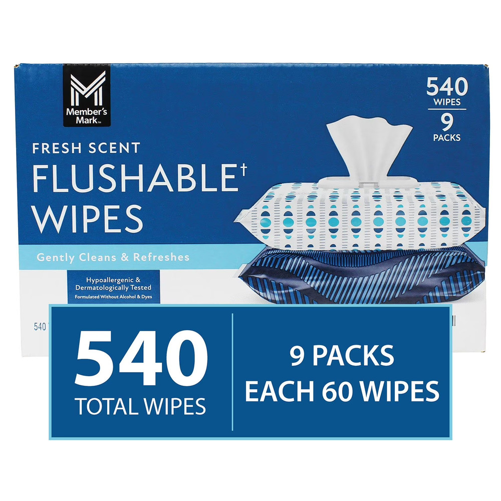 Member's Mark Flushable Wipes, Fresh Scent, 540 ct.