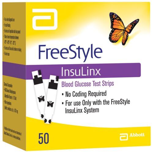Abbott FreeStyle InsuLinx Blood Glucose Test Strips No Coding Required 50 Count