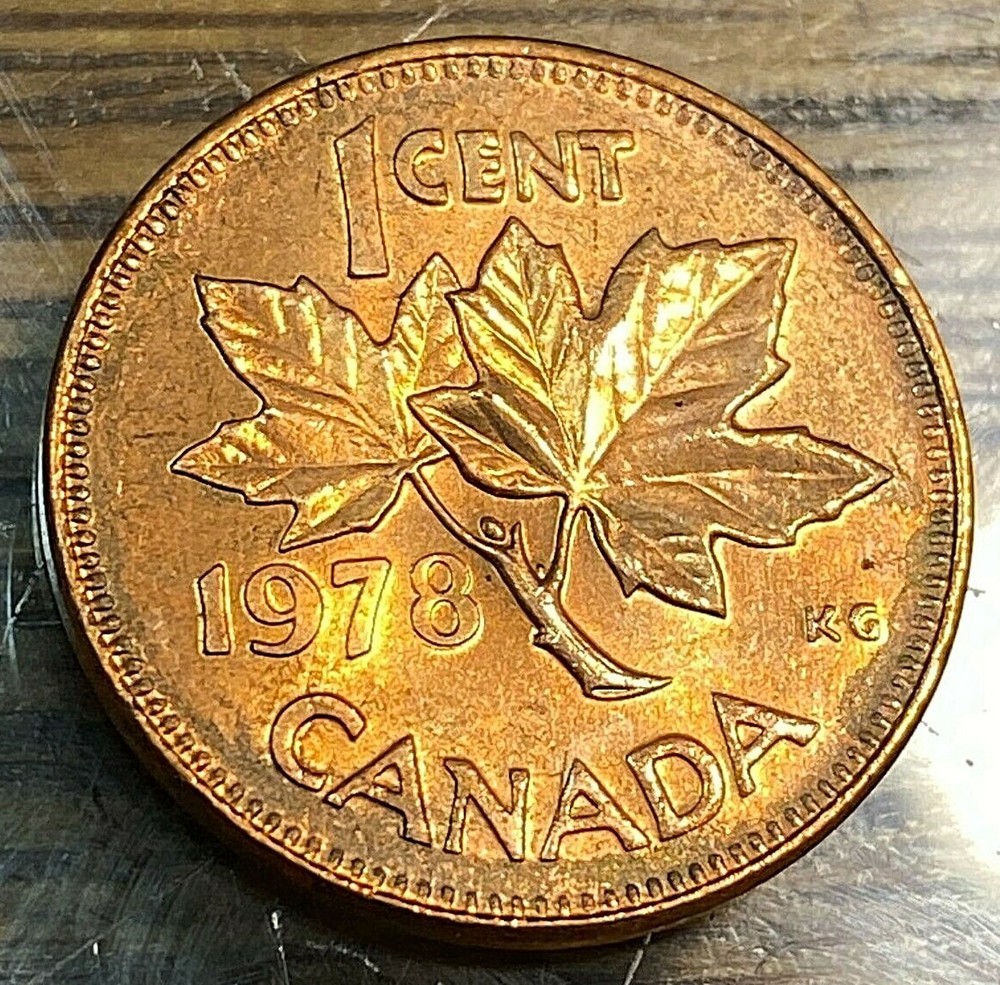 1978 Canada 1 Cent Choice BU Original Neon Toning Wow CHN