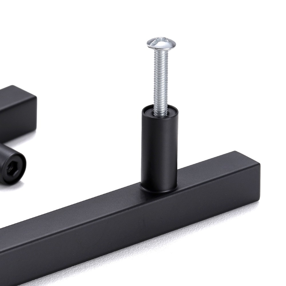 Kitchen Cabinet Handles Matte Black Square Modern Drawer Pulls Stainless Steel