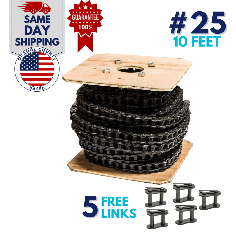 #25 Roller Chain 50 Feet with 5 Connecting Links