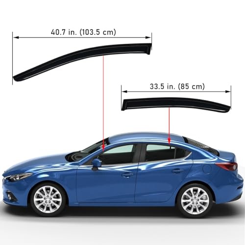 Extra Durable Outside-Mount Auto Vent Window Visor, Fits 2014-2018 Mazda 3