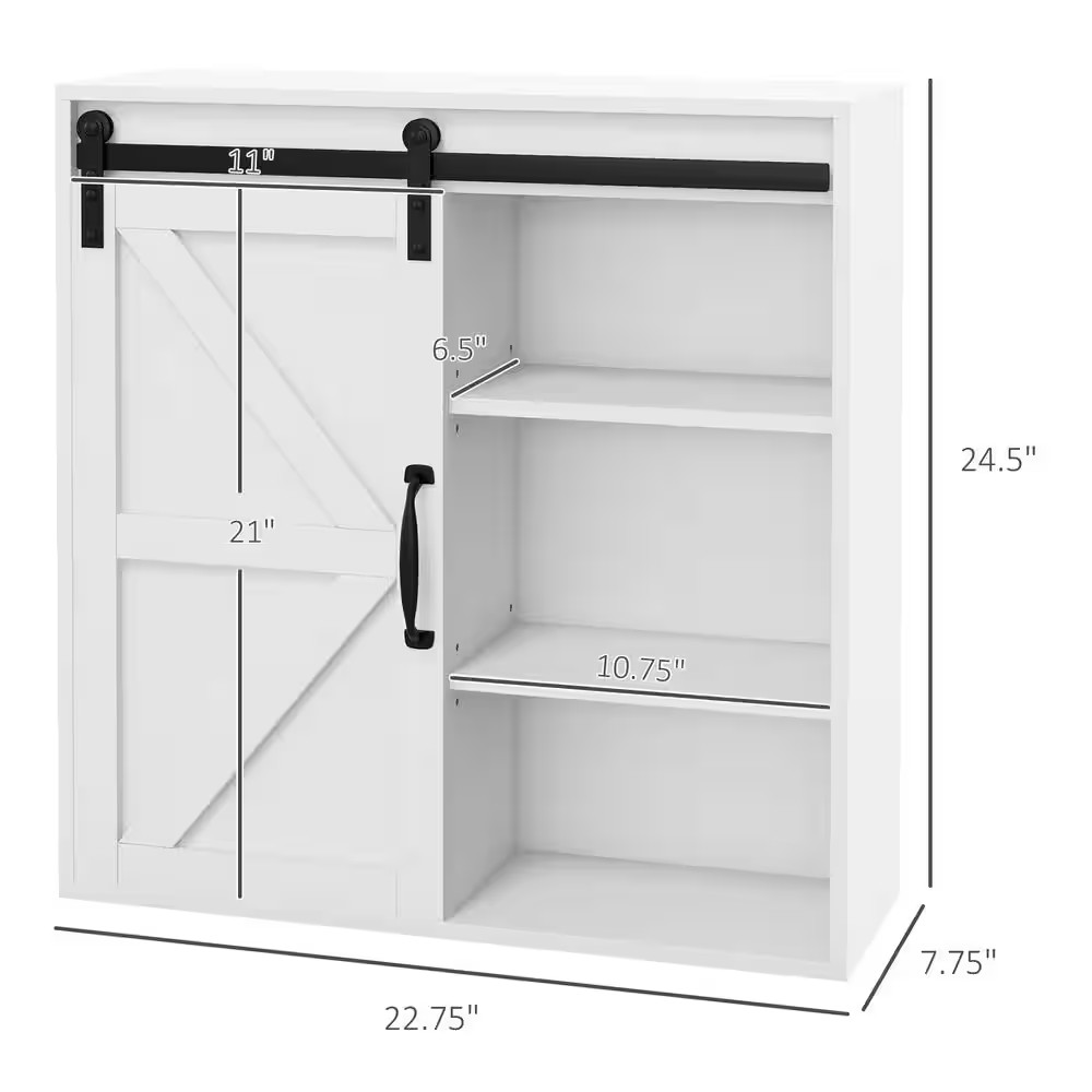22 In. W X 24 In. H Rectangular White Surface Mount Medicine Cabinet without Mir