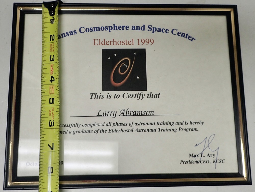 Kansas Cosmosphere & Space Center (2) Astronaut Training Program Certificates