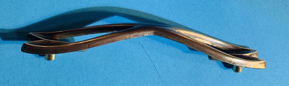 Antique Brass Mid Century Modern Atomic Cabinet Handle Drawer Pull 4.25”centers