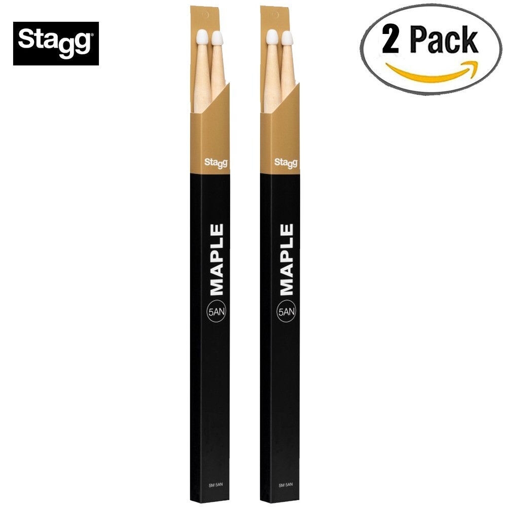 2-PACK Stagg 1-Pair Maple 5AN Nylon Tip Drum Sticks SM5AN