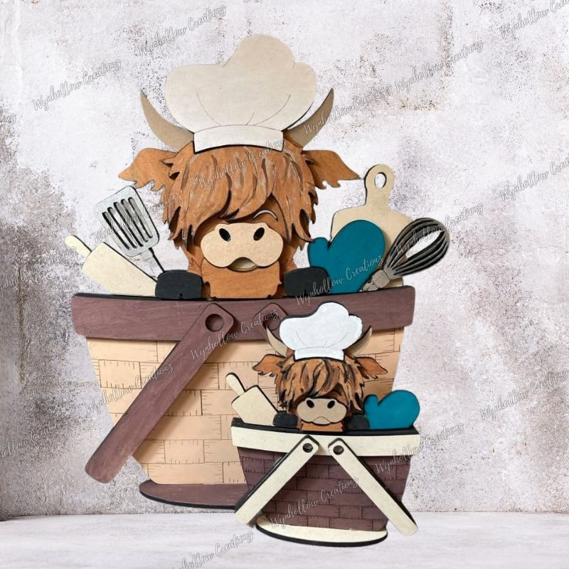 Kitchen Highland Cow Interchangeable Basket Insert