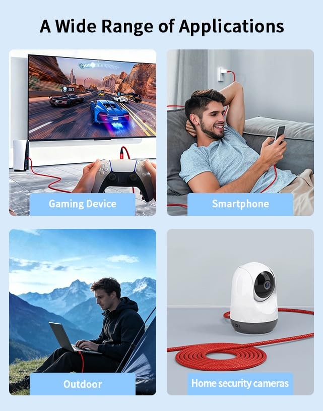 10ft Red USB C Cable 10Gbps Data Transfer, Extra Long 3.2 Gen 2 10ft,