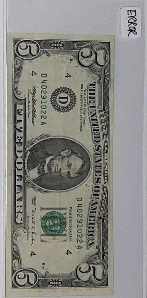 Bill Error - 1995 $5