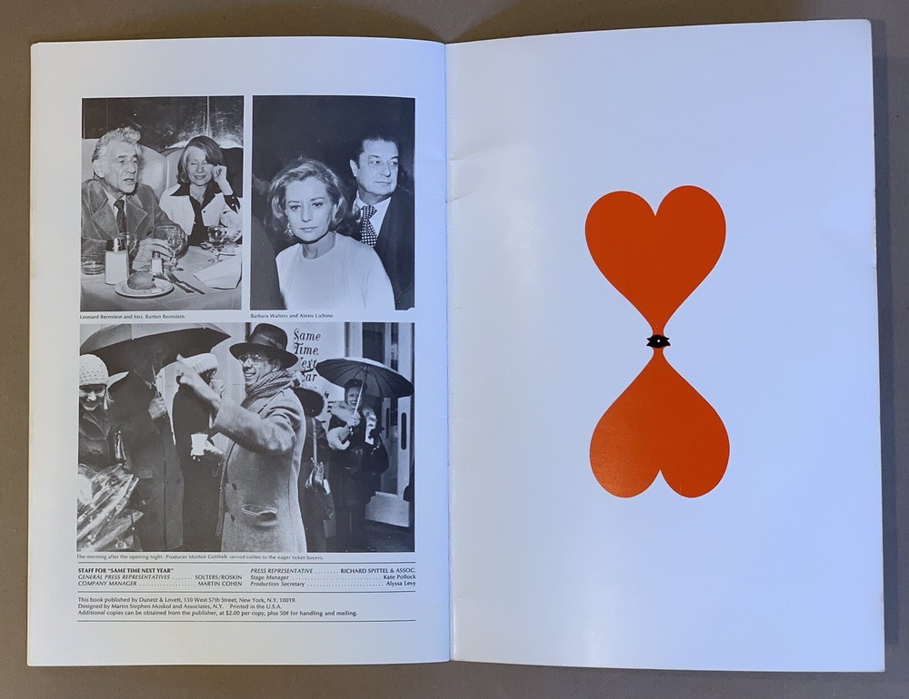 “Carol Burnett & Dick Van Dyke “SAME TIME NEXT YEAR" 1977 Souvenir Program