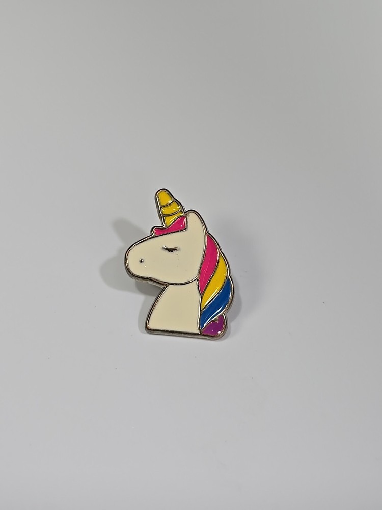 Unicorn White With Rainbow Mane Lapel Pin