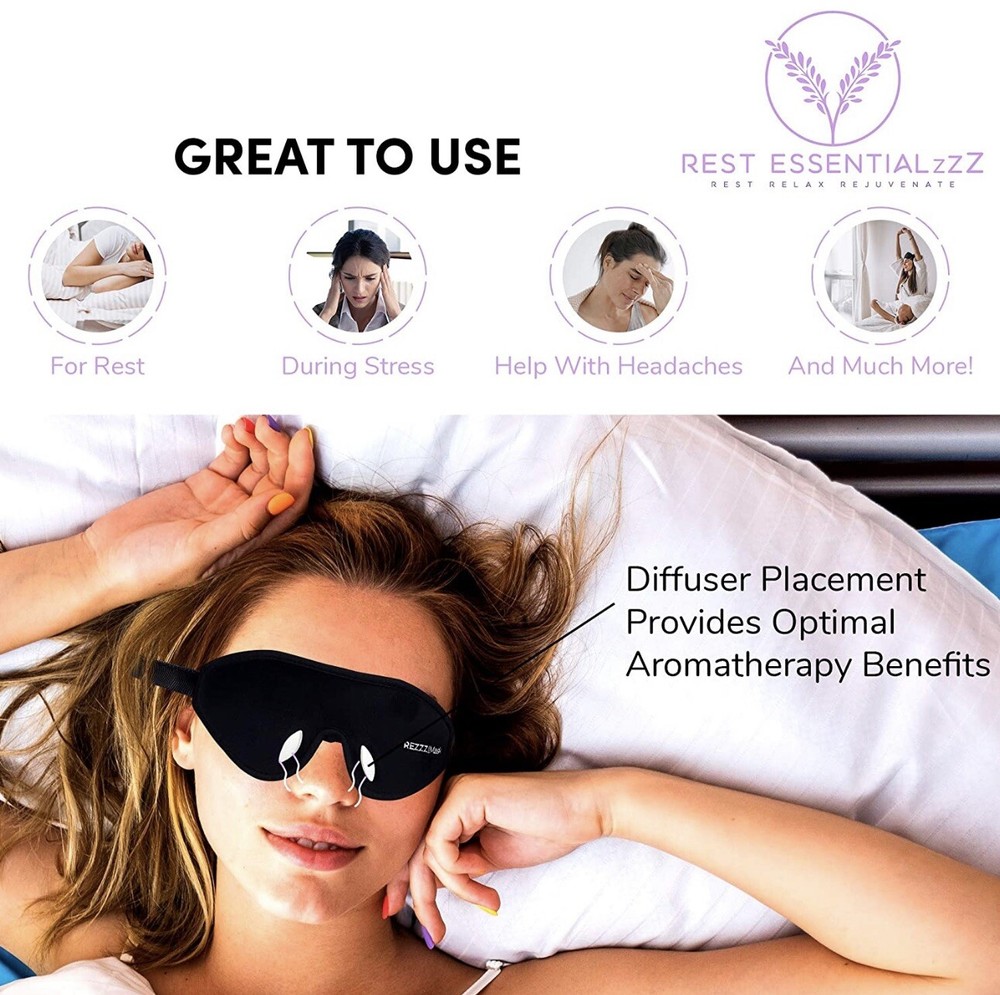 Rest Essentialzzz Aromatherapy Oil Diffuser Luxury Memory Foam Sleep Mask-White