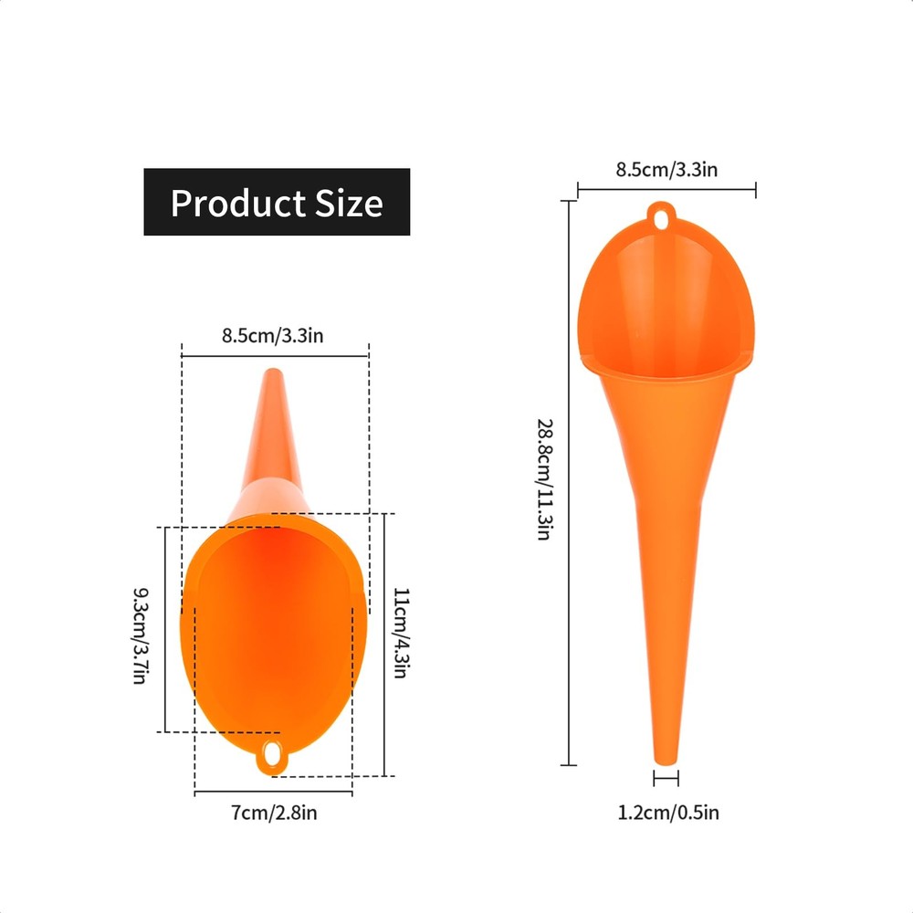 Aferrizu Oil Funnel 3-Pack, Multi Function Plastic Long Neck Clear