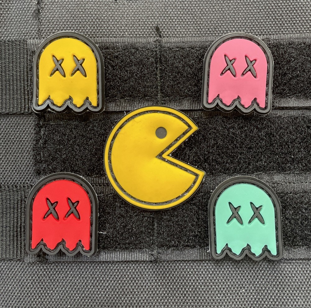 Pacman Redux Retro 80s Rubber Patch Ghosts Hook Loop Morale Tactical Army
