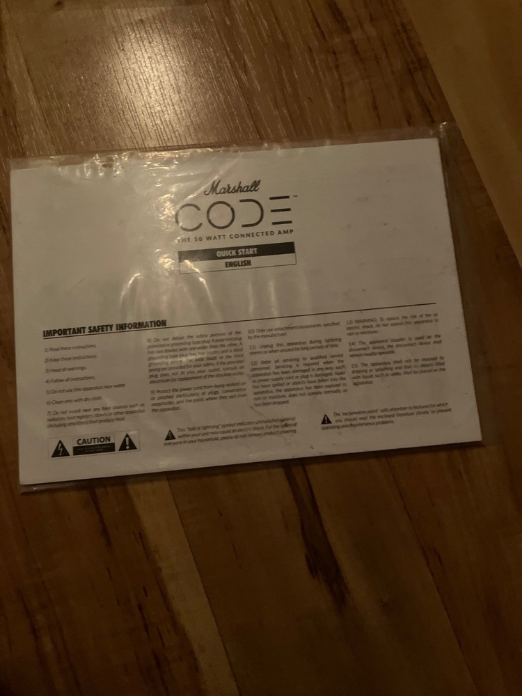 Marshall Code 50 Quick Start Guide Manual