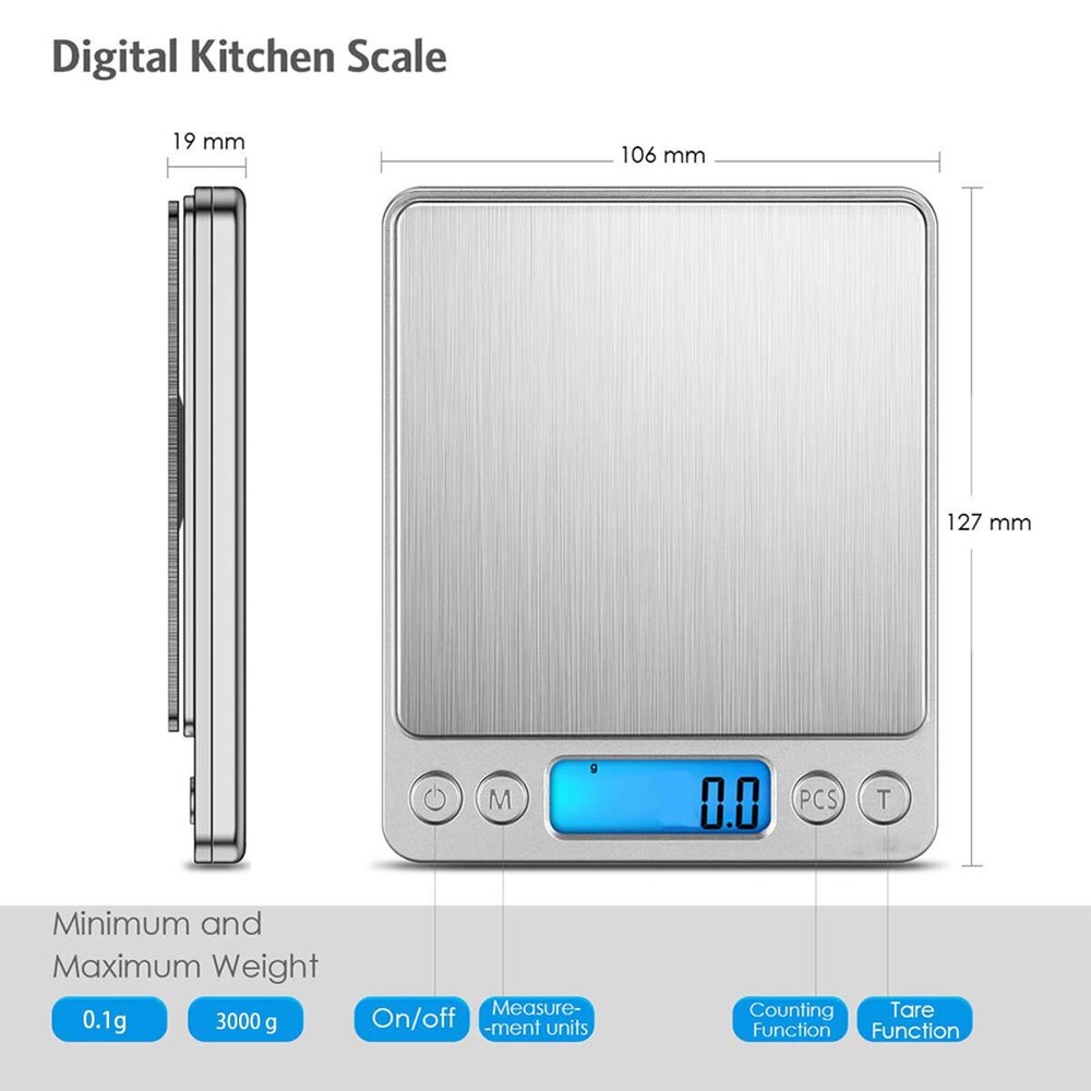 3000x0.1g Food Scale Digital Kitchen Scale 0.1g Precise electronic scale