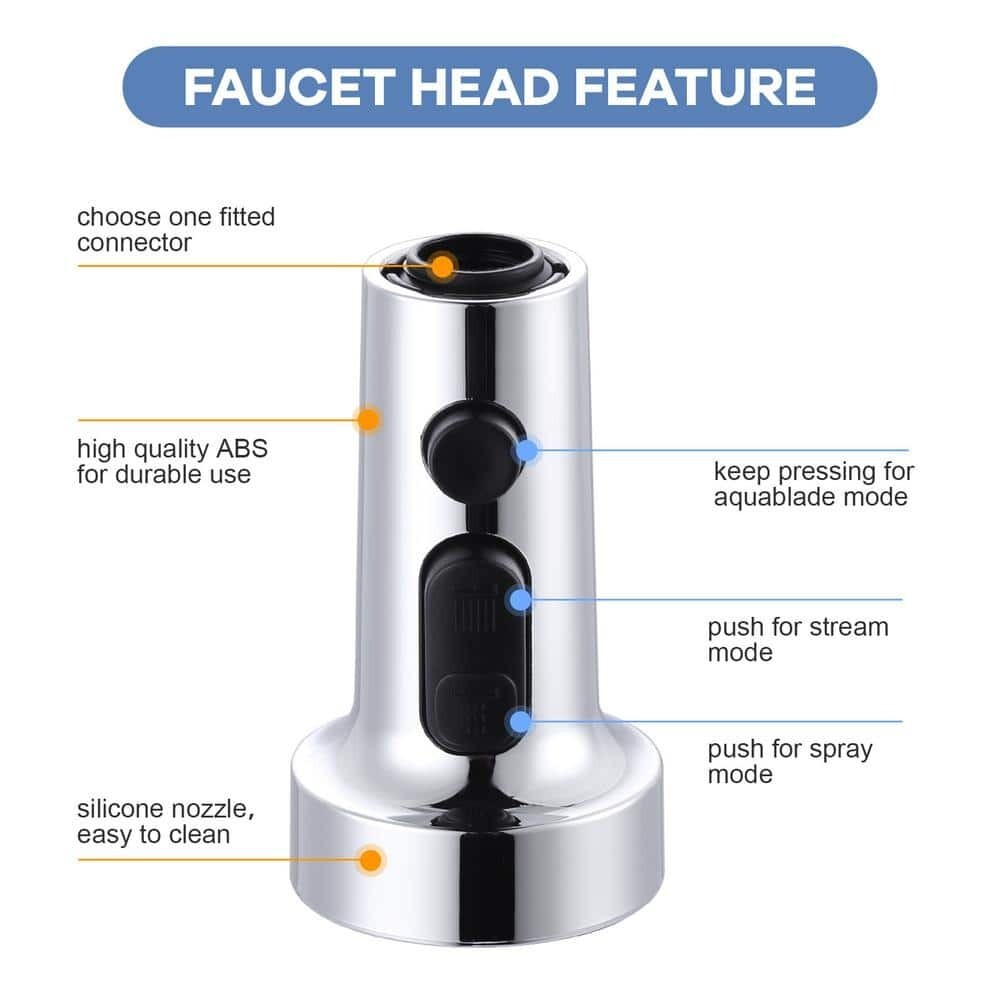 3-Function Kitchen Faucets Head Replacement with 9-Adapters